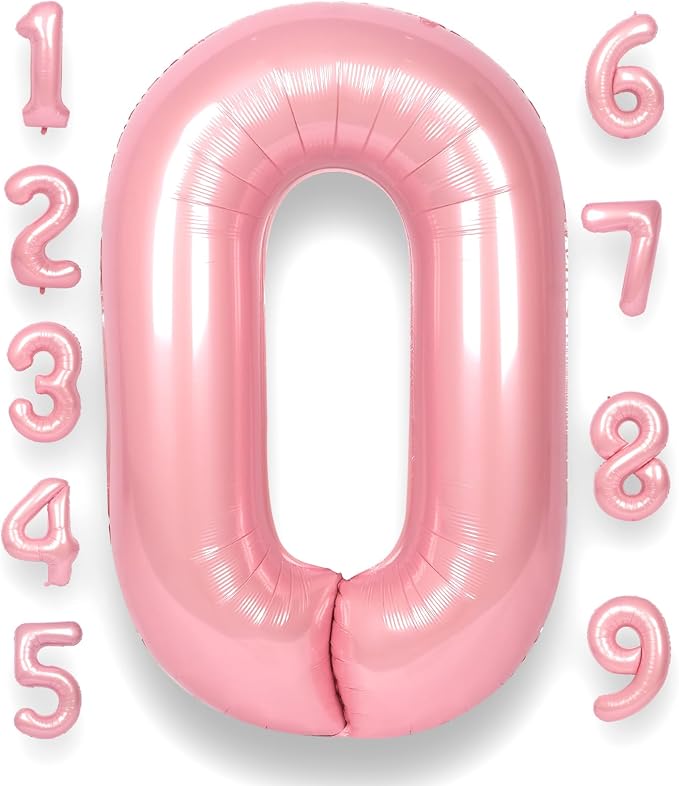 RainbowQ Pink 0 Balloon Number 40 Inch 0-40 Foil Large Balloons | Big Mylar 0 by RainbowQParty