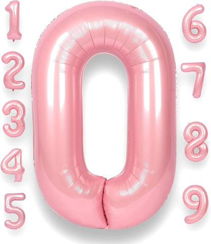 RainbowQ Pink 0 Balloon Number 40 Inch 0-40 Foil Large Balloons | Big Mylar 0 by RainbowQParty