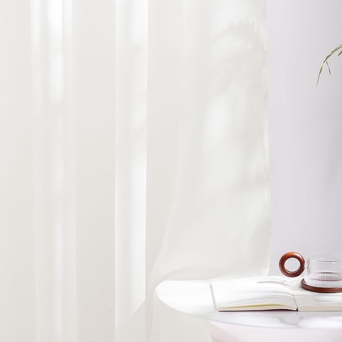 NICETOWN Natural Voile Sheer Bedroom Curtains 84 Inches Long, Grommet Airy & - Image 5