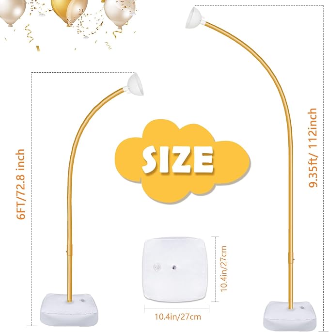 OurWarm 9.35Ft & 6Ft Gold Balloon Arch Stand, Free Bending Shape Balloon Arch - Image 2