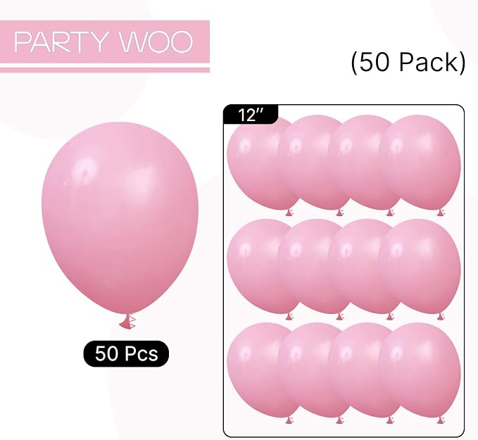 PartyWoo Baby Pink Balloons 50pcs Pastel Light Pale Pink Color | 12 Inch - Image 6