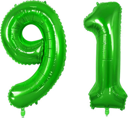 Number 91 Balloons for 91st Birthday Party Decorations, 0-100 Large No.91 by Joycard