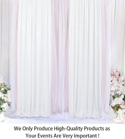 ShinyBeauty Sequin Curtains 2 Panels White 2FTx8FT Sequin Photo Backdrop White - Image 2