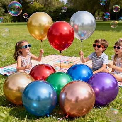 35 Pack Metallic Balloons 18 Inch Chrome Shiny Assorted Colors Latex Rainbow 7 - Image 6