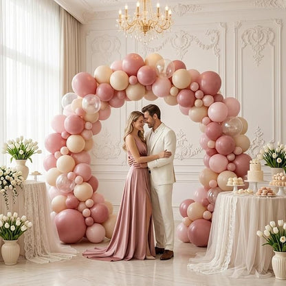 FunHot Dusty Pink Balloons, Blush Balloons, 12 Inch Apricot Transparent Latex - Image 5