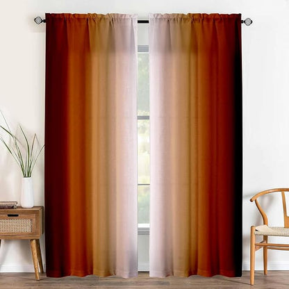 Abstract Orange Curtains for Living Room 84 inch Length 2 Panels Set, Burnt - Image 4