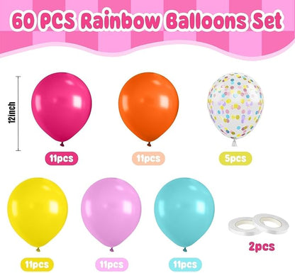 60PC Rainbow Balloons Set, Colorful Balloons, 12 Inch Bright Color Yellow - Image 3