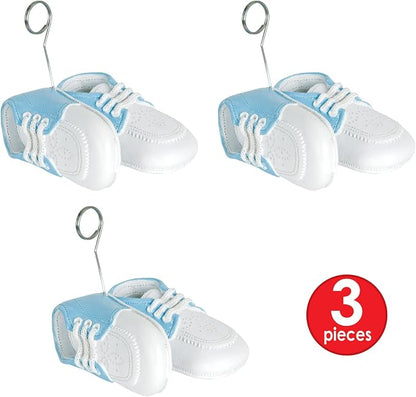 Beistle Set of 3 Blue Baby Shoes Photo/Balloon Holders, 6 oz- Boy Baby Shower - Image 3