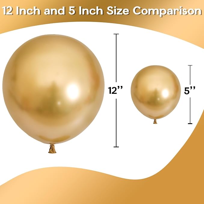 Jobkoo 5 Inch Gold Balloons - Image 4