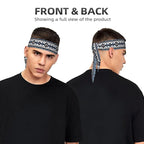 Men's Women Fashion Sports Sweatband Hand Decor for Running Fitness Spa, Long Multifunction Colorful Surf Blue Tribal Navajo Aztec Geometric Ethnic Pattern Head Ribbon Headwear