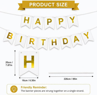 White Happy Birthday Banner Sign - Image 2