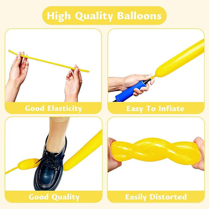 260 Yellow Long Balloons for Balloon Garland Thickening Skinny Latex Twisting - Image 4