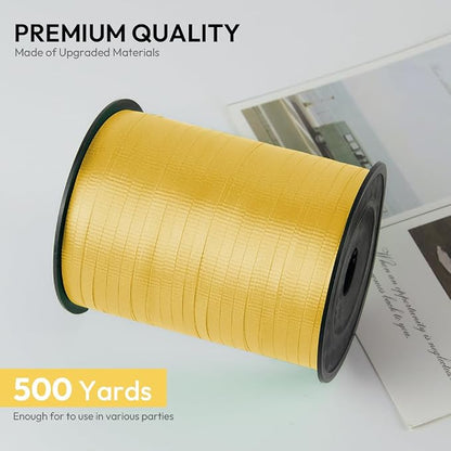 Yellow Crimped Curling Ribbon, 1/5" Wide x 500 Yards Christmas Curling Ribbons - Image 2