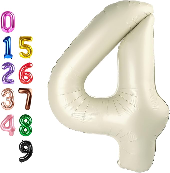 4 Balloon 40 inch Cream Number Balloons by Enyeopd