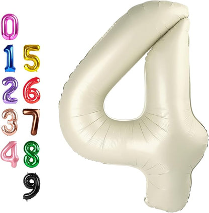 4 Balloon 40 inch Cream Number Balloons by Enyeopd