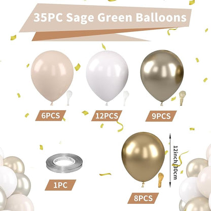 White and Gold Balloons, Double Stuffed Beige Balloons White Sand Gold Neutral - Image 2