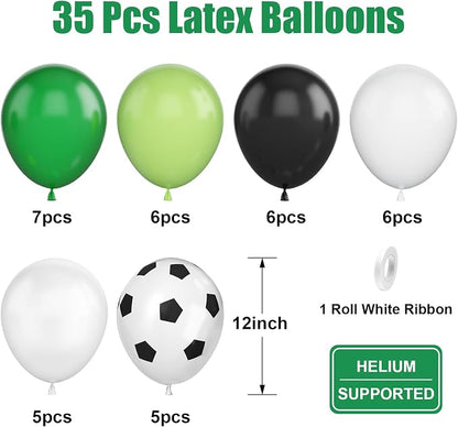 Soccer Birthday Party Balloons, 12 Inch Soccer Printed Balloons Dark Green and - Image 2