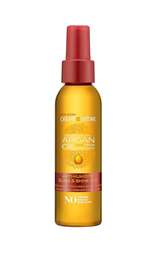 Creme of Nature Argan Oil Anti Humidity Gloss & Shine Mist With Heat Protection, Smooth & Shine Hair Polisher With Anti Frizz Control, 4 Fl Oz Each