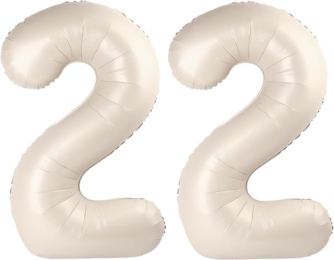 40 Inch Big Cream White Number 22 Balloon Birthday Decoration, Numbers 22 by Upgesy