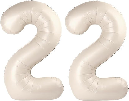 40 Inch Big Cream White Number 22 Balloon Birthday Decoration, Numbers 22 by Upgesy