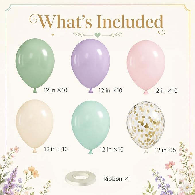 Dusty Green Purple Pink Balloons - Image 2