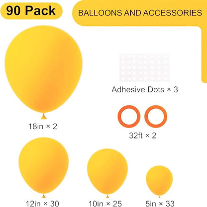 Voircoloria 90pcs Lemon Yellow Balloons Garland Arch Kit, 18 12 10 5 Inch | - Image 2