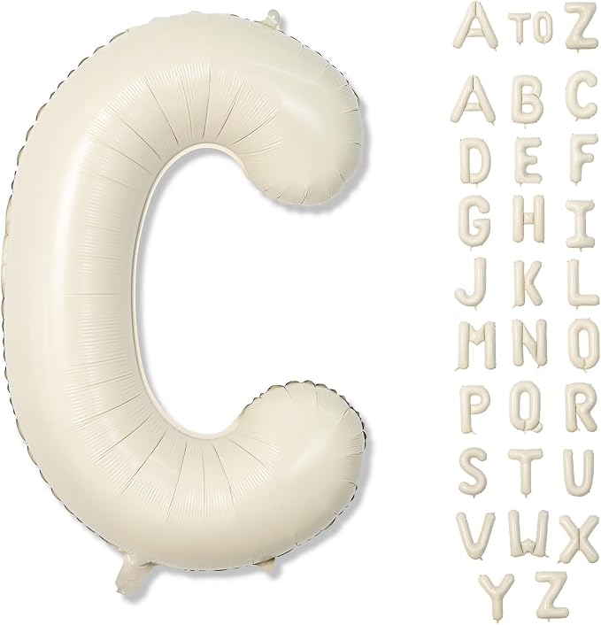 Giant Alphabet C Foil Balloons, Nude Cream White Custom Mylar Letters Balloon by Lingqiang