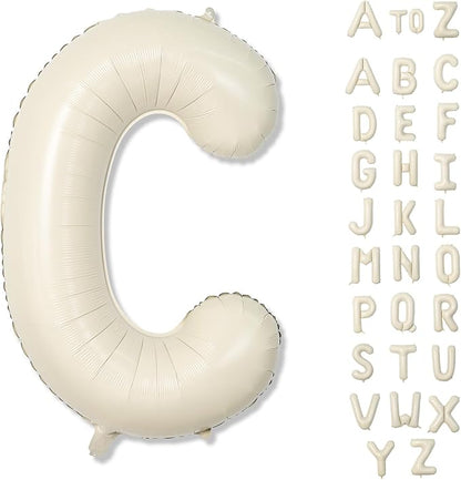Giant Alphabet C Foil Balloons, Nude Cream White Custom Mylar Letters Balloon by Lingqiang
