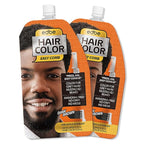 Edbe Hair Color Easy Comb Dark Brown (2 Pack) - Grey Hair Mustache and Beard Coloring for Men with One Application Kit