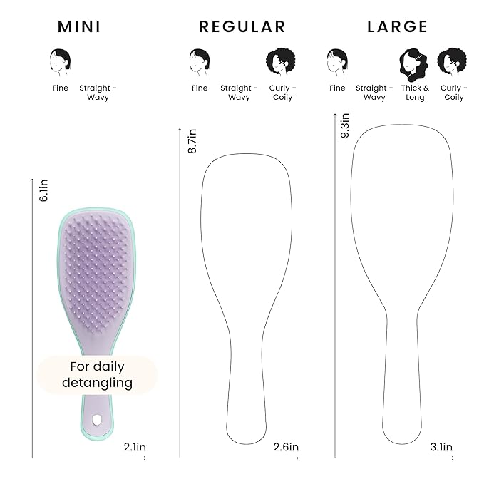 Tangle Teezer Ultimate Detangler Hairbrush, Eliminates Knots & Reduces Breakage, Mini Hair Brush for Travel, Small Hands & All Hair Types, Wisteria Leaf