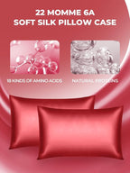 Mulberry Silk Pillowcase for Hair and Skin, SGMSILK 22 Momme Natural Silk Pillow Cases with Zipper, 6A Soft and Smooth Single Sided Pure Silk Pillow Cover (Red, King 20"x36")