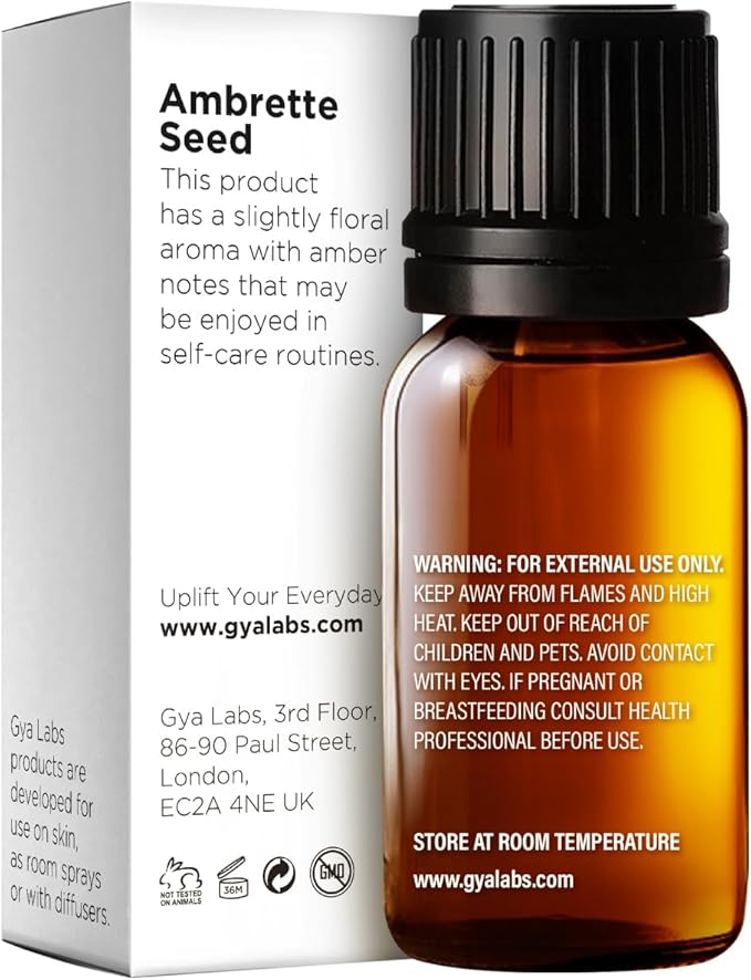 Gya Labs Ambrette Seed Essential Oil - 0.34 Fl Oz - for Hair, Skin, Diffuser, Aromatherapy & DIY Candle Making Scent