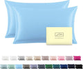 Silk Pillow Cases 2 Pack Soft Breathable and Sliky Standard Size Pillow Cases Set of 2,Natural Mulberry Satin Silk Pillowcase with Hidden Zipper for Hair and Skin (Sky Blue,20"X 26",2pcs)