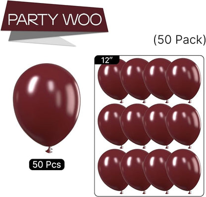 PartyWoo Burgundy Balloons 50pcs Dark Chestnut Red Maroon Dark Color | Balloons - Image 8