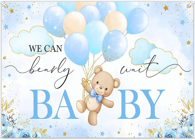 Mocsicka We Can Bearly Wait Backdrop 6x3.6 ft Pink Bear Baby Shower Banner Girl by Mocsicka