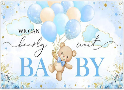 Mocsicka We Can Bearly Wait Backdrop 6x3.6 ft Pink Bear Baby Shower Banner Girl by Mocsicka