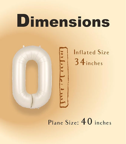 SUWEN 40 Inch Cream White Large 0 Balloon Numbers Big Foil Helium Number - Image 4