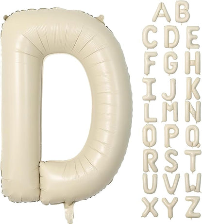 Cream D Letter Balloons, 40 Inch Letter D Balloon Beige, Helium Custom Letter by Dagelar