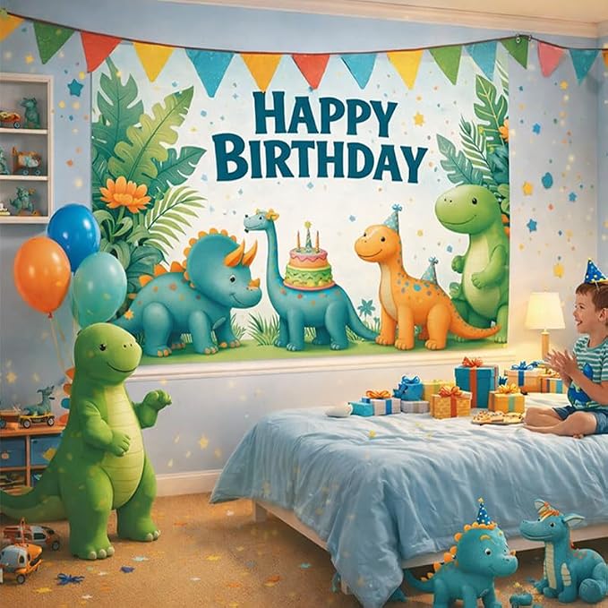 Dinosaur Birthday Decorations Banner 71x43 Inch, Large Dinosaur Birthday Party - Image 5
