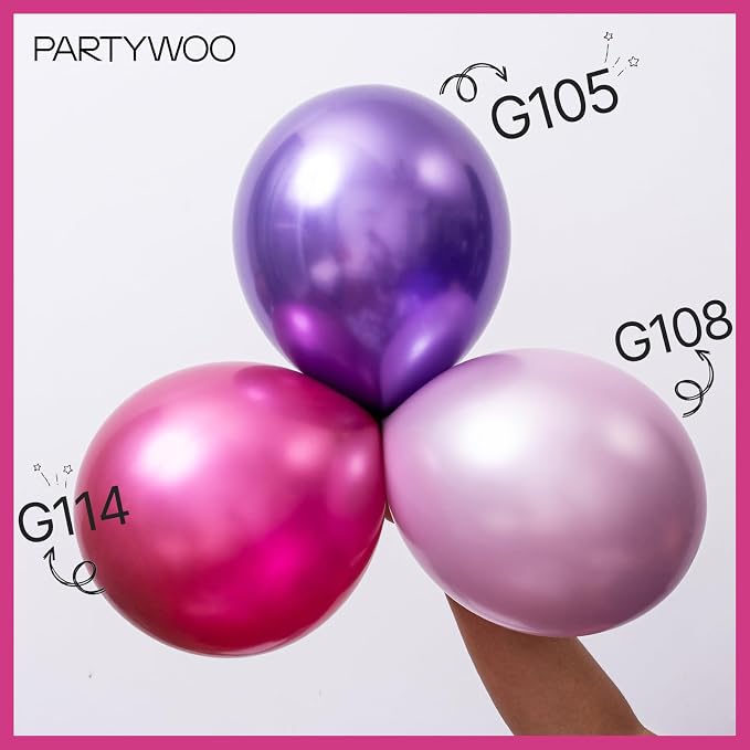 PartyWoo Hot Pink Balloon Arch Kit 140pcs Metallic Pink Balloons | Magenta - Image 3