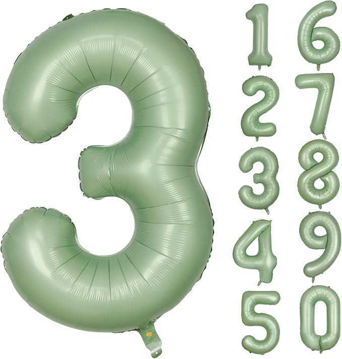Green Number 3 Balloon 40 Inch Olive Green Foil Balloon Sage Green 3 Balloons by Yeodong