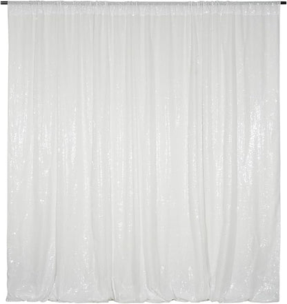 Poise3EHome White Sequin Backdrop, 8FT x 10FT Sequin Photography Backdrop by Poise3EHome