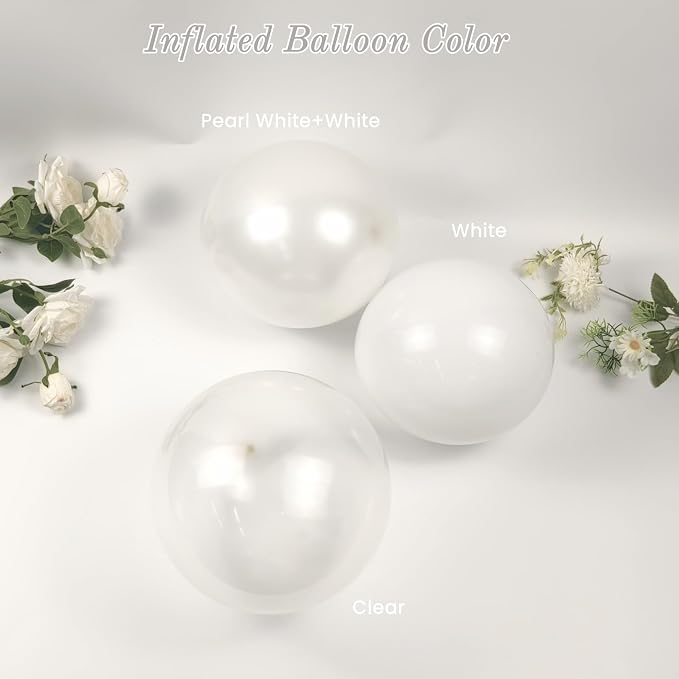 CROSSFINGERS Pearl White Balloon Arch Kit, Double Stuffed White Balloons | - Image 3