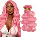 Pink Human Hair Bundles Light Pink Body Wave Bundle Niegmeag Double Weft Brazilian Virgin Soft and Skily Remy Hair 3 Bundles 24 26 28 Inch