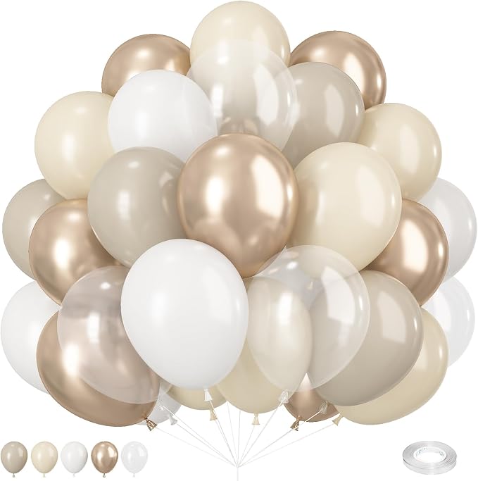 Beige White Gold Balloons by Paeyeq