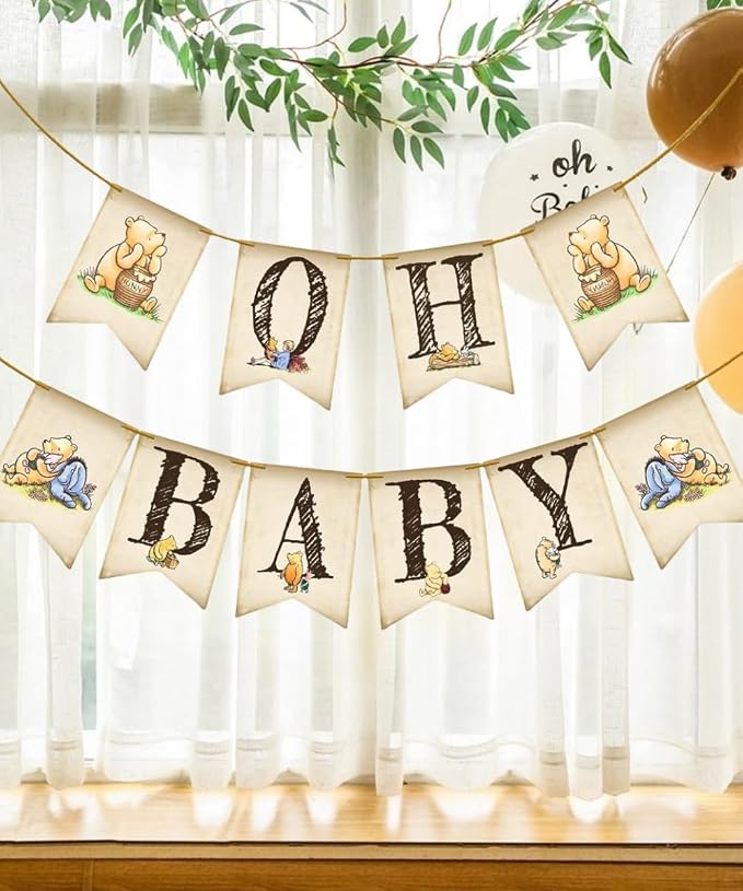 Classic Winnie Oh Baby Banner for Baby Shower Decorations Pooh First Birthday - Image 4