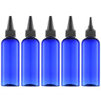 Tekson Hair Color Applicator Bottles, 5 Pack Refillable Squeeze Bottle, Empty Plastic Twist Top Cap Bottles (3.4 OZ, Blue)