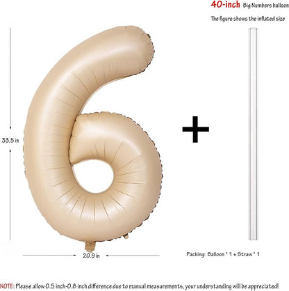 40 In Caramel Number Balloons Helium Foil Mylar latex Balloon Digital 6 | - Image 3