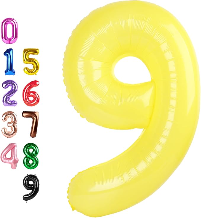 Number Balloons 9 Balloon Yellow by Enyeopd