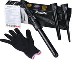 3 in 1 Curling Iron, Curler Wand Set with 3 Interchangeable Ceramic Curling Barrel(0.35”-1.25”), Instant Heat Up, Dual Voltage Hair Curler Beach Waves, Include Glove